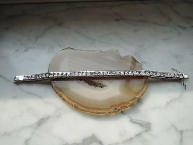 925 Silber Armband mit rosafarbenen Zirkonia 19,0 cm Schmuck Damen Herren 36