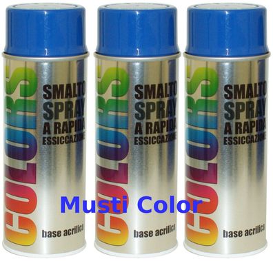 3x400ml Dupli Color Lackspray Spraydose Sprühlack Spraylack Farbe Enzianblau RAL 5010