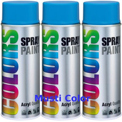 3x400ml Dupli Color Lackspray Spraydose Sprühlack Spraylack Farbe Lichtblau RAL 5012
