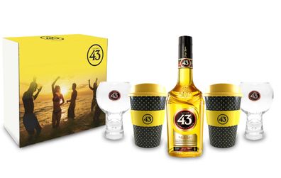 Licor 43 Schuber Geschenkset Cuarenta y Tres 0,7l (31% Vol) + 2x Ballon Tumbler