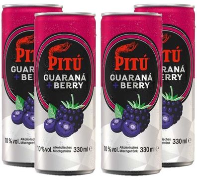 Pitu Guarana + Berry 4er Set Cocktail 4x 0,33L (10% Vol) ready to drink Alkohol