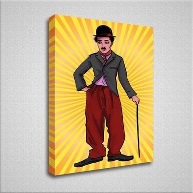 Charlie Chaplin Bild auf Leinwand - Aufhängefertig - XXL Deko Biolder - Poster