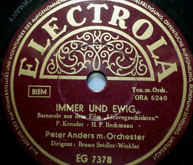 PETER ANDERS "Immer und ewig - aus dem Film "Liebesgeschichten" Electrola 78rpm