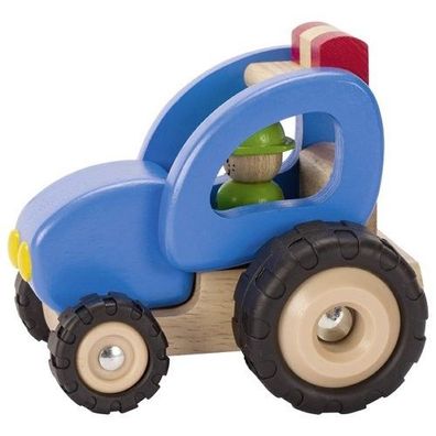goki Traktor - Fahrzeug hochwertig aus massivem Holz mit Gummibereifung