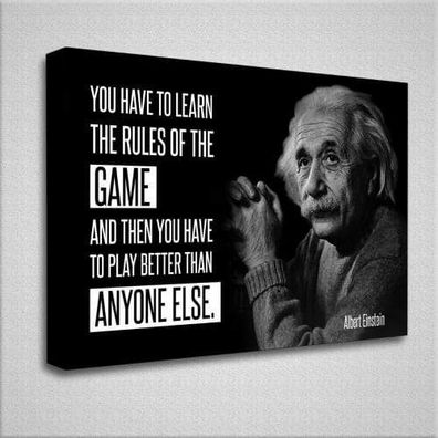 Einstein Bild auf Leinwand mit Zitat bzw. Spruch | Motivation | XXL Deko | Geschenk