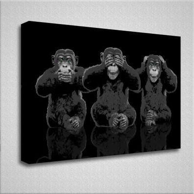 Affenbande - Leinwandbild - Nichts sehen, nichts hören, nichts sagen - XXL Kunstdruck