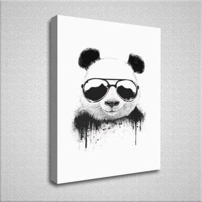 Panda Bär auf Leinwand - Schwarz Weiss - Deko - Kunstdruck - XXL - Geschenkidee