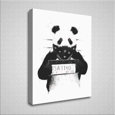 Panda Bär Leinwandbild - Schwarz Weiss - Deko - Poster - Kunstdruck - XXL