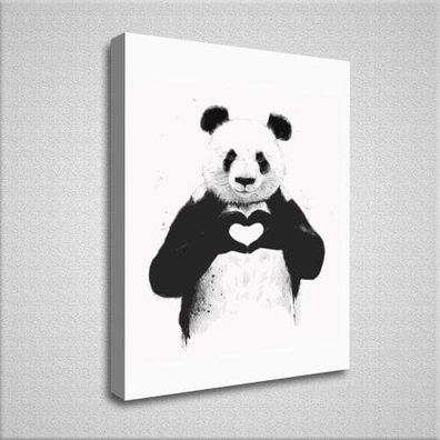 Schwarz Weiss Bild - Leinwand - Panda - Dekobilder - XXL Kunstdrucke - Geschenkidee