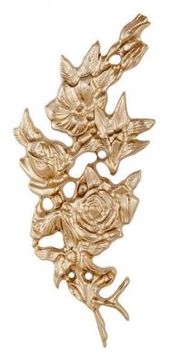 Rose goldfarben Metall 21,5 x 9,5 cm Grabstein Grabmal Relief Ornament