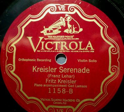Fritz Kreisler "Frasquita Serenade / Kreisler Serenade" Victrola 78rpm 10"