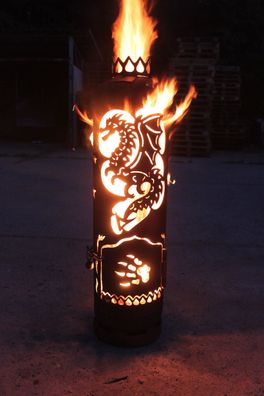 Feuerstelle Drache mit Design-Krone Drachenklauen Feuerflair