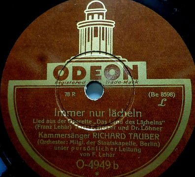 Richard TAUBER "Dein ist mein ganzes Herz / Immer nur lächeln" 10" Odeon 1929