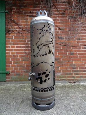 Feuerstelle Sheltie Shetland Sheepdog Hund Feuertonne Gasflasche