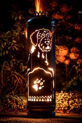 Feuerstelle Deutsch Drahthaar Hund Gasflasche für Garten und Terrasse Feuerflair