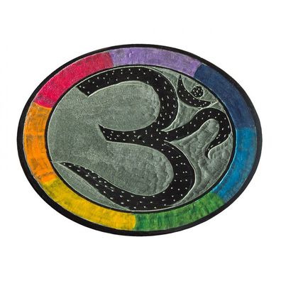 Räucherstäbchenhalter OM Rainbow Speckstein rund D: 10 cm Räucherteller Platte