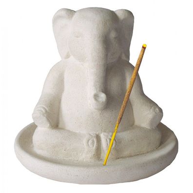 Räucherstäbchenhalter Elefant Meditierend Resin 10 cm Meditation Figur