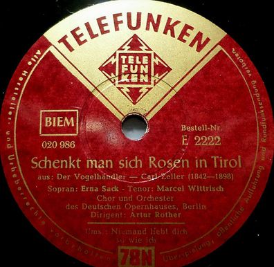Sack & Wittrisch "Schenkt man sich Rosen in Tirol / Niemand liebt dich..." 1935