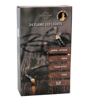 Flame LED Lights Lichterkette - 24 LED / 230cm / Timer - Batterie Innen Außen