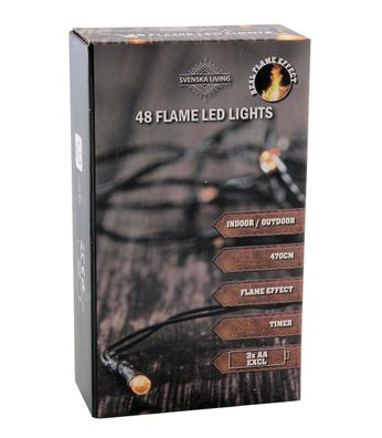 Flame LED Lights Lichterkette - 48 LED / 470cm / Timer - Batterie Innen Außen