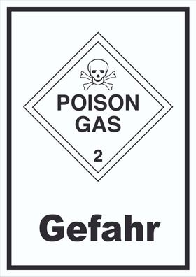 Schild Giftige Gase Gefahr Poison Gas Totenkopf hochkant