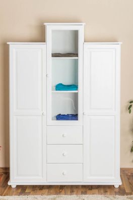 Kleiderschrank Kiefer Vollholz massiv weiß lackiert Junco 18 - Abmessung 195 x 1