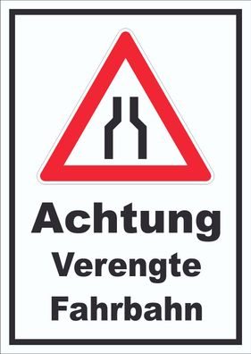 Schild Achtung Verengte Fahrbahn