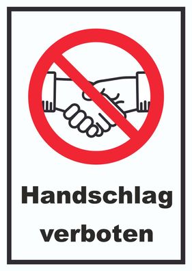 Handschlag verboten Schild kein Händeschütteln Symbol und Text Schild