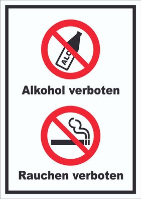 Schild Alkohol Rauchen verboten hochkant