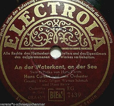 Ruth Zillger / Werner Schmah / Hans Berry "An der Waterkant, an der See" 78rpm