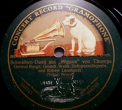 Runge & Leonhardt "Schwalben-Duett / Will ich allein" Gramophone 78rpm 10"