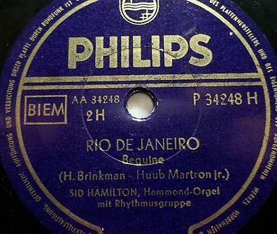 Sid Hamilton "Rio De Janeiro / Michigan" Philips 78rpm 10"