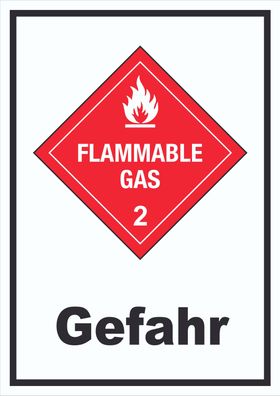 Schild Entzündliche Gase Gefahr Flammable Gas Flamme hochkant