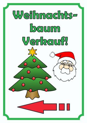 Verkaufsschild Schild Weihnachtsbaum Hochkant mit Pfeil links