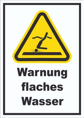 Schild Warnung flaches Wasser