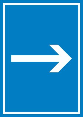 Richtungspfeil rechts Schild hochkant weiss blau Pfeil