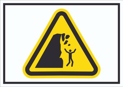 Schild Warnung Steinschlag instabile Klippe Symbol