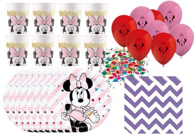 Minnie Maus - Kindergeburtstags-Set (45-teilig) Geburtstag Kinder Mädchen Disney