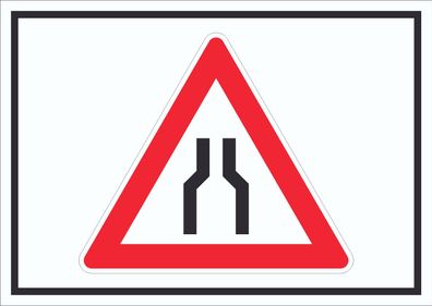Schild Achtung Verengte Fahrbahn Symbol