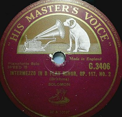 Solomon CUTNER "Intermezzo & Rhapsodie - Brahms" HMV 1944 78rpm 12"