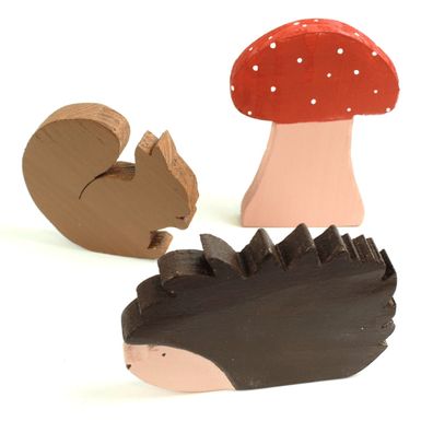 Herbst Dekofiurenset Igel Eichhörnchen Pilz Handmade