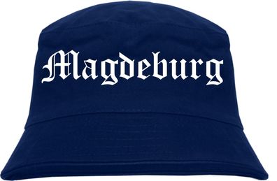 Magdeburg Fischerhut - Dunkelblau - Altdeutsch - bedruckt - Bucket Hat Anglerhut Hut