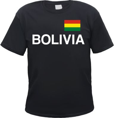 Bolivia Herren T-Shirt - Blockschrift mit Flagge - Tee Shirt Bolivien