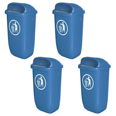 4 Abfallbehälter für den Außenbereich, Inhalt 50 Liter, nach DIN 30713, blau