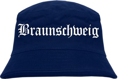 Braunschweig Fischerhut - Dunkelblau - Altdeutsch - bedruckt - Bucket Hat Anglerhu...