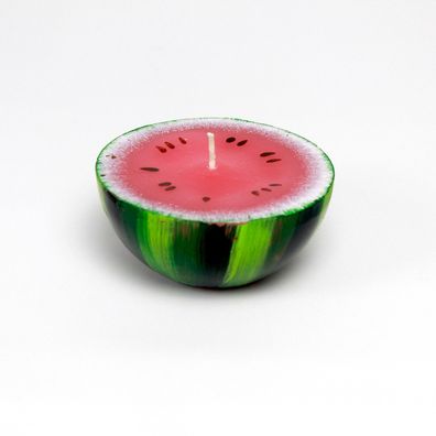 Motivkerze Wassermelone 10cm Kerze halbe Frucht Duftkerze