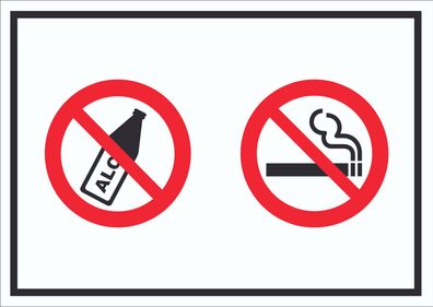 Schild Alkohol Rauchen verboten Symbol