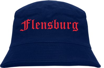 Flensburg Fischerhut - Dunkelblau - Roter Druck - Bucket Hat