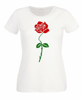 Rose Aufdruck farbige Varianten Damen T-Shirt