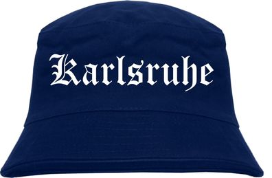 Karlsruhe Fischerhut - Dunkelblau - Altdeutsch - bedruckt - Bucket Hat Anglerhut Hut